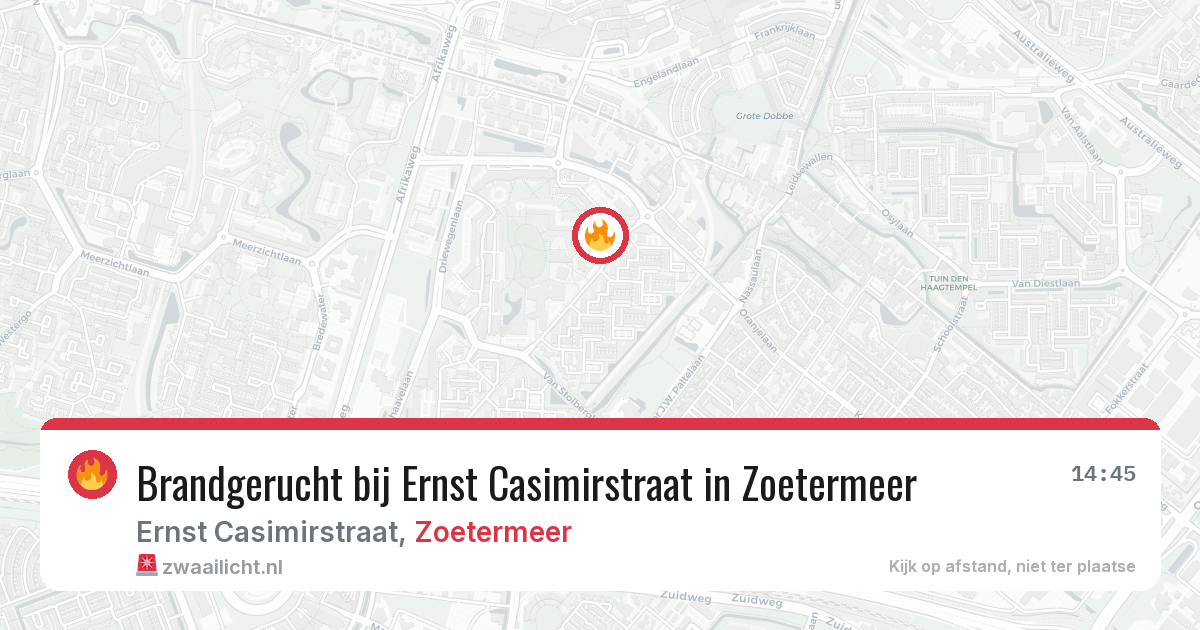 Brandgerucht bij Ernst Casimirstraat in Zoetermeer — 18 jul 2026