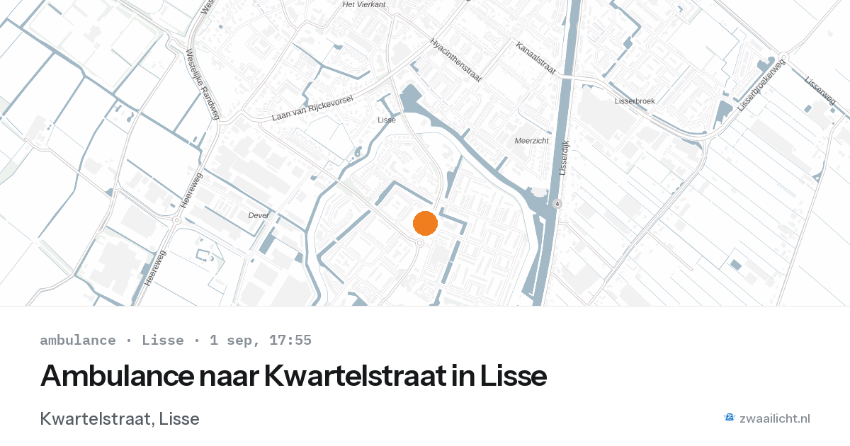 Ambulance naar Kwartelstraat in Lisse — 1 sep 2026