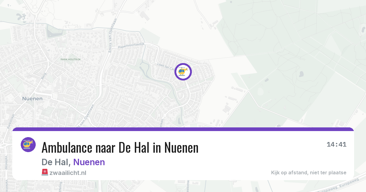 Ambulance naar De Hal in Nuenen — 2 aug 2026