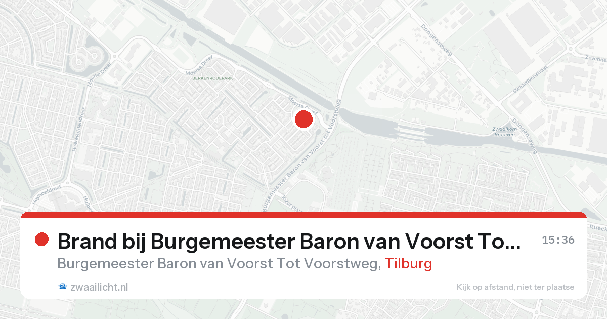 Brand bij Burgemeester Baron van Voorst Tot Voorstweg in Tilburg — 15 aug 2026