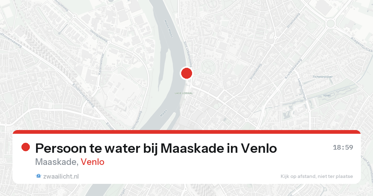 Persoon te water bij Maaskade in Venlo — 22 aug 2026