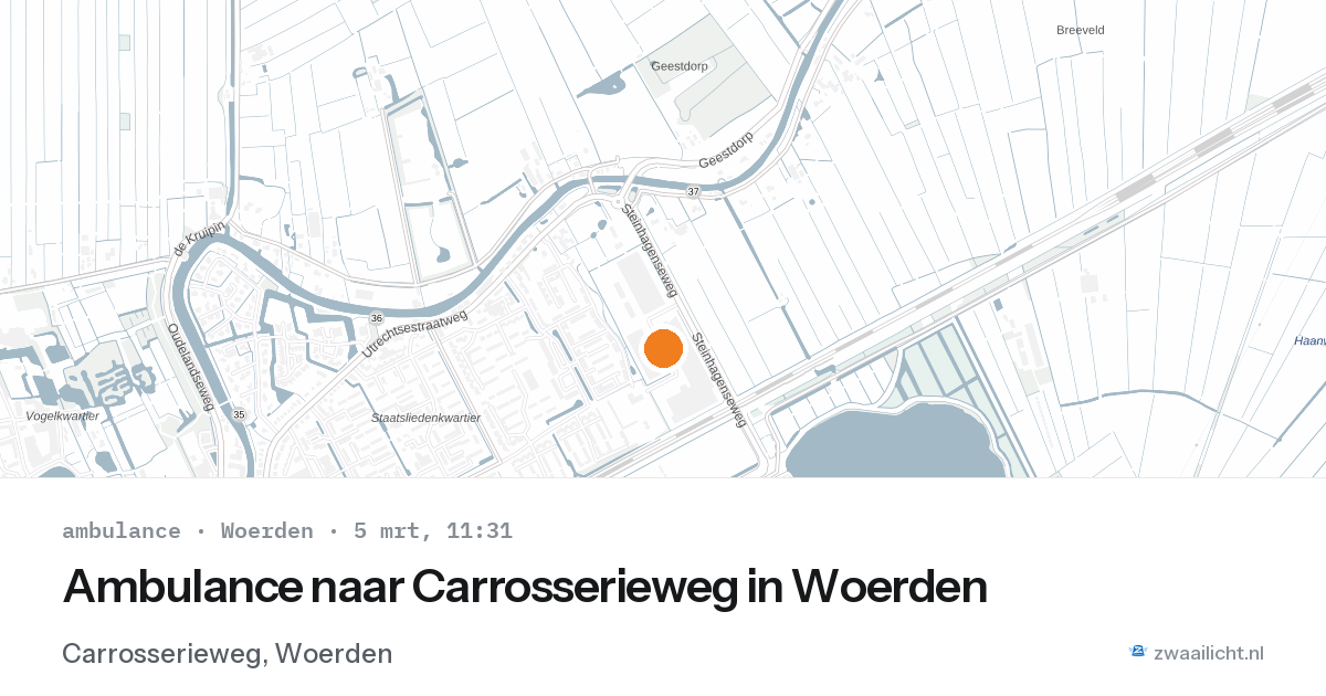 Ambulance naar Carrosserieweg in Woerden — 5 mrt 2026