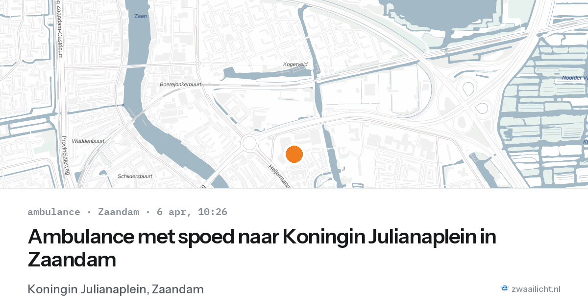 Ambulance met spoed naar Koningin Julianaplein in Zaandam — 6 apr 2026
