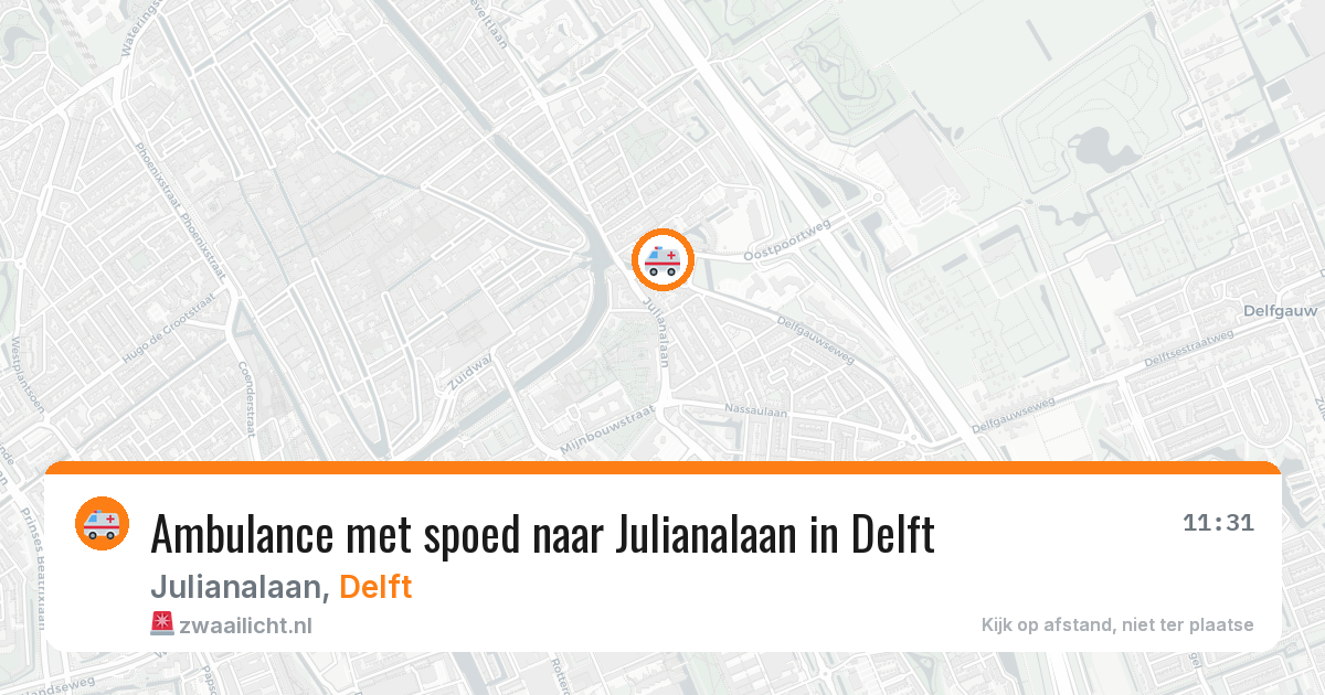 Ambulance met spoed naar Julianalaan in Delft — 22 mrt 2026