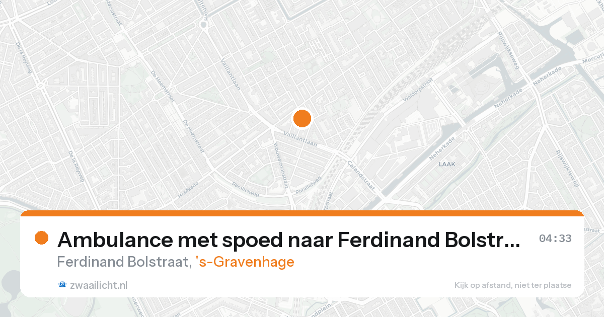 Ambulance met spoed naar Ferdinand Bolstraat in 's-Gravenhage — 21 aug 2026