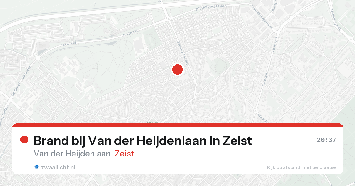 Brand bij Van der Heijdenlaan in Zeist — 15 aug 2026