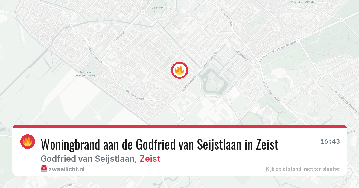 Woningbrand aan de Godfried van Seijstlaan in Zeist — 27 apr 2026