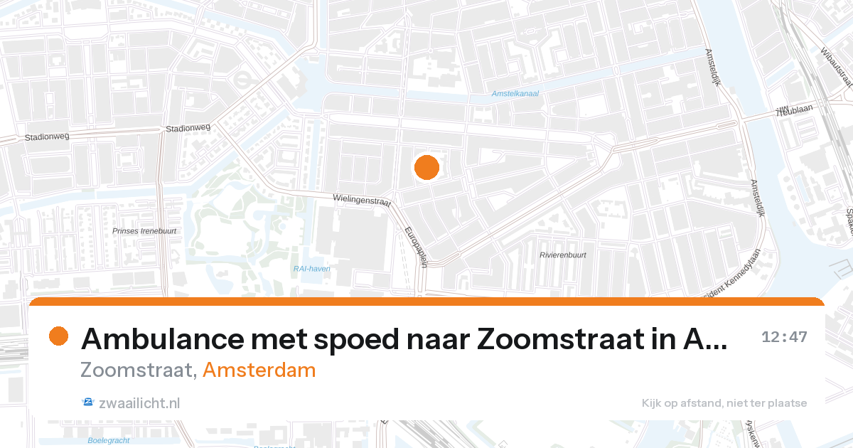 Ambulance met spoed naar Zoomstraat in Amsterdam — 27 aug 2026