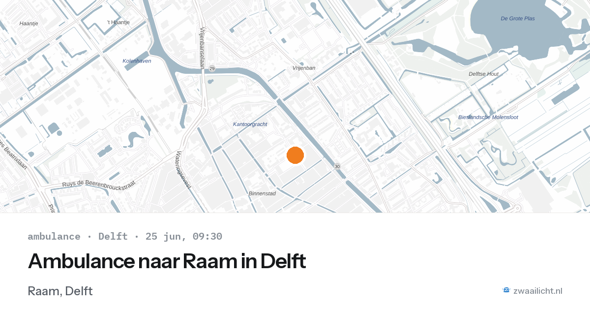 Ambulance naar Raam in Delft — 25 jun 2026