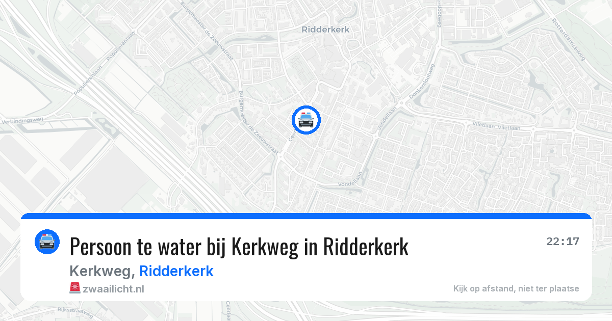Persoon te water bij Kerkweg in Ridderkerk — 14 mei 2026