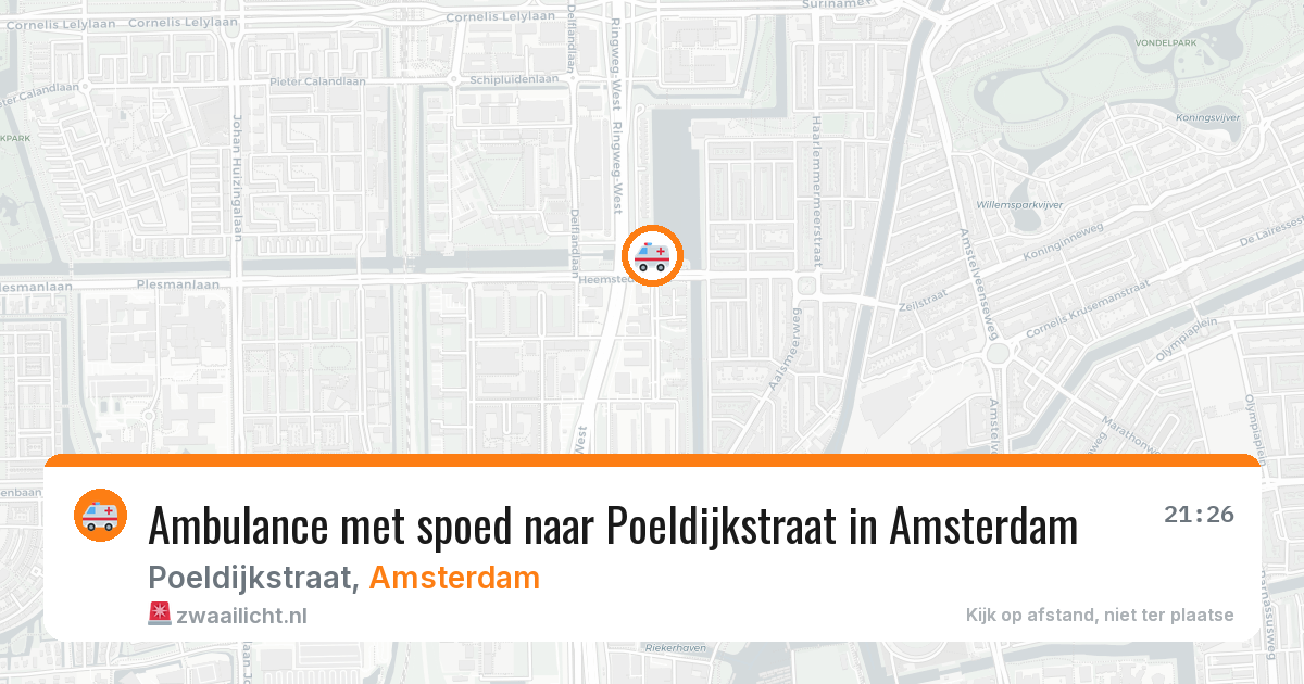 Ambulance met spoed naar Poeldijkstraat in Amsterdam — 14 mrt 2026