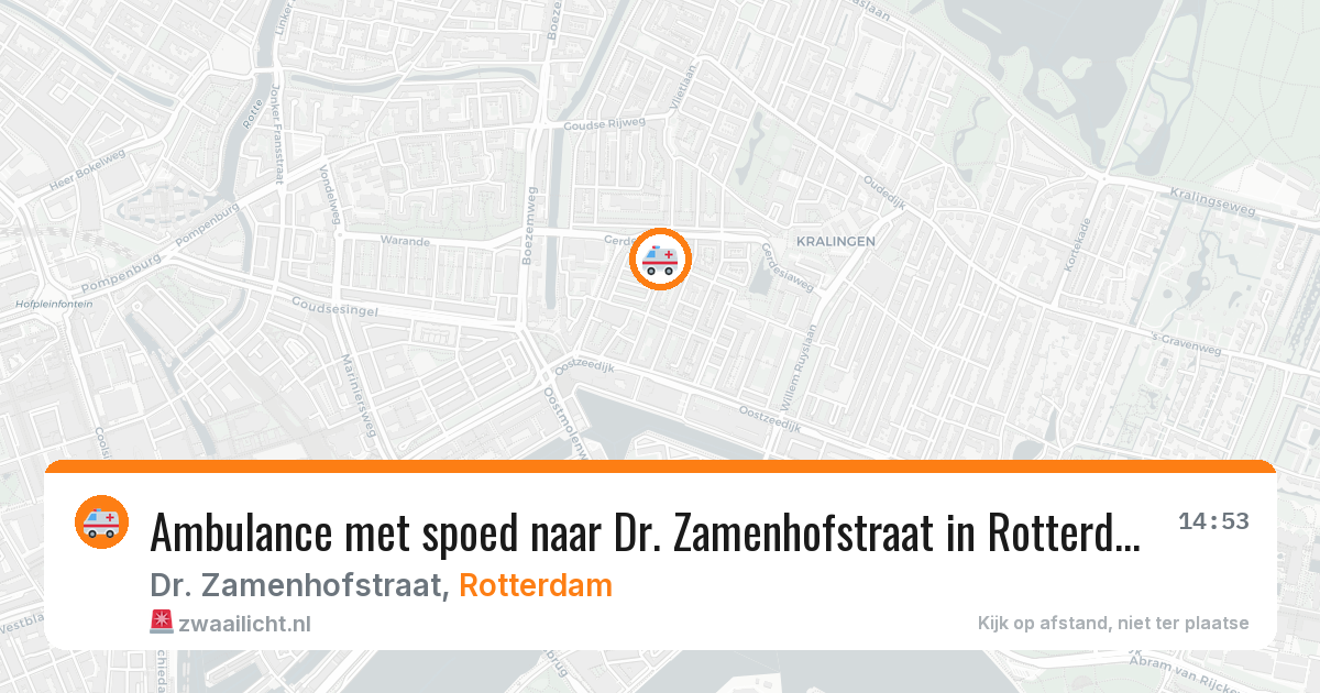 Ambulance met spoed naar Dr. Zamenhofstraat in Rotterdam — 13 mei 2026