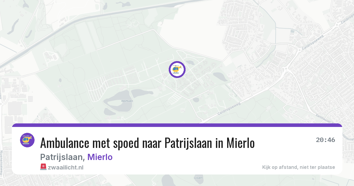 Ambulance met spoed naar Patrijslaan in Mierlo — 25 jun 2026