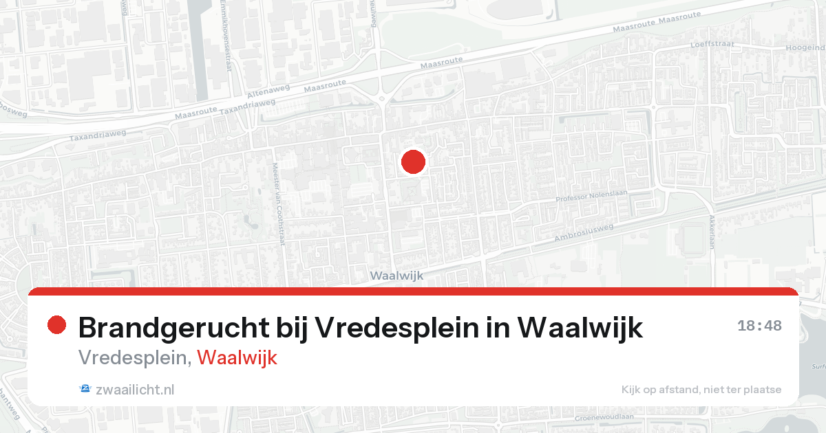 Brandgerucht bij Vredesplein in Waalwijk — 21 aug 2026
