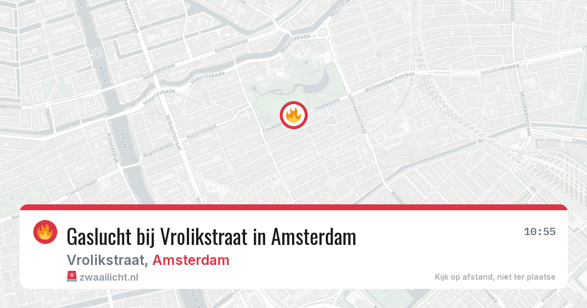 Gaslucht bij Vrolikstraat in Amsterdam — 13 apr 2026