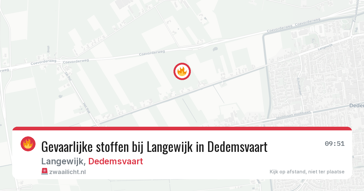 Gevaarlijke stoffen bij Langewijk in Dedemsvaart — 8 aug 2026