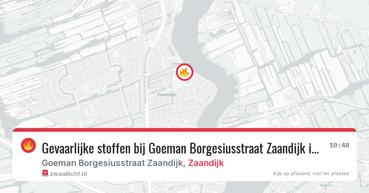 Gevaarlijke stoffen bij Goeman Borgesiusstraat Zaandijk in Zaandijk — 10 jul 2026