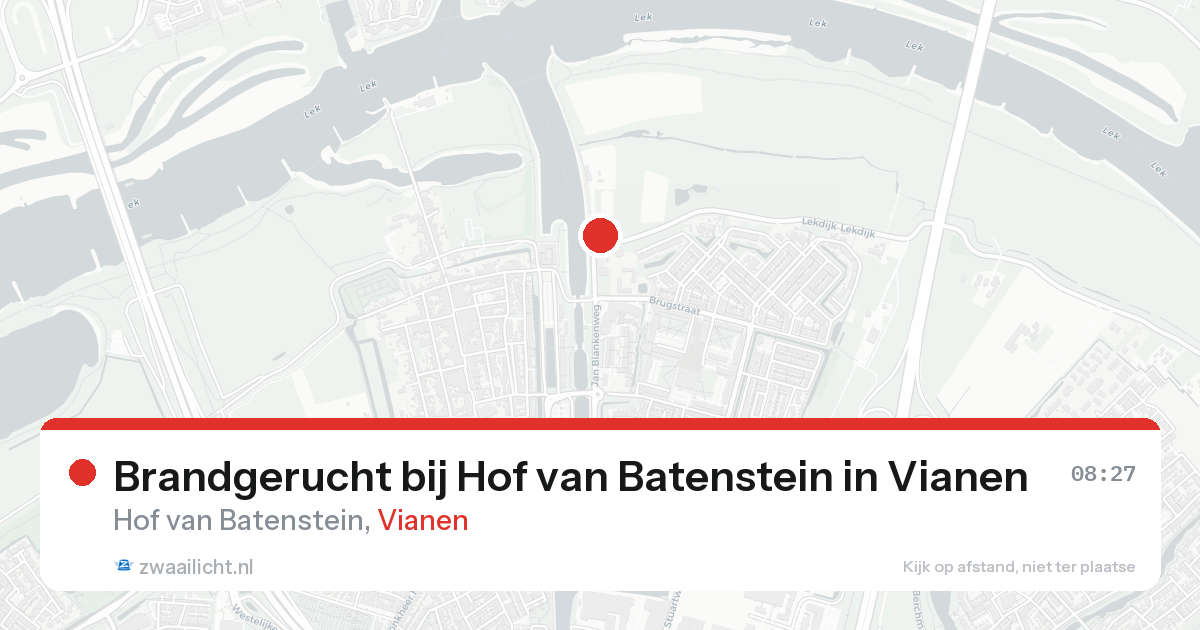 Brandgerucht bij Hof van Batenstein in Vianen — 19 aug 2026