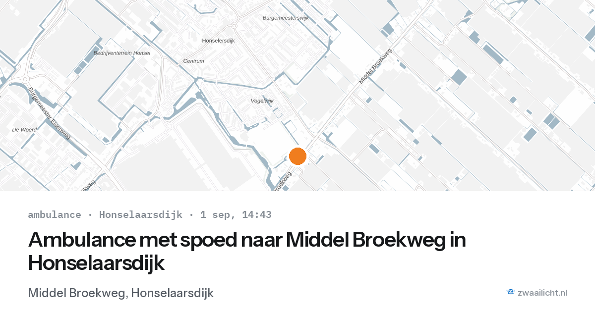 Ambulance met spoed naar Middel Broekweg in Honselaarsdijk — 1 sep 2026