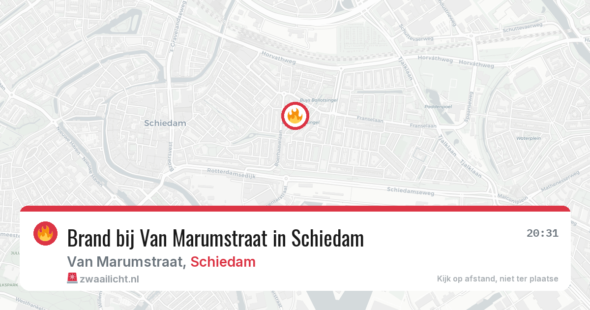 Brand bij Van Marumstraat in Schiedam — 27 mrt 2026
