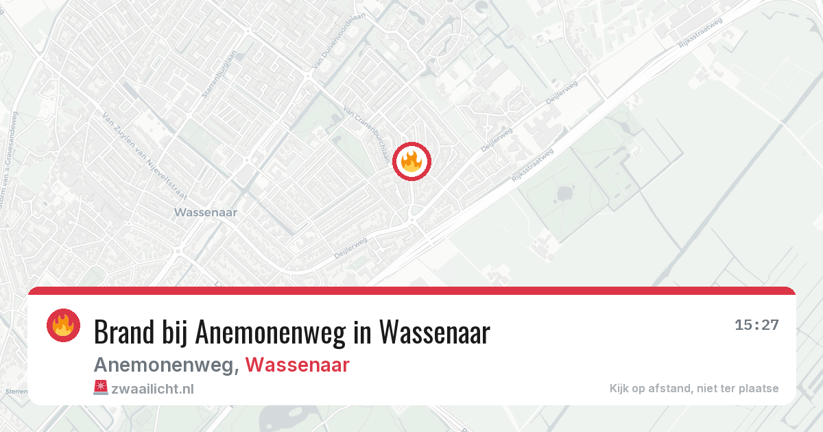 Brand bij Anemonenweg in Wassenaar — 21 mrt 2026