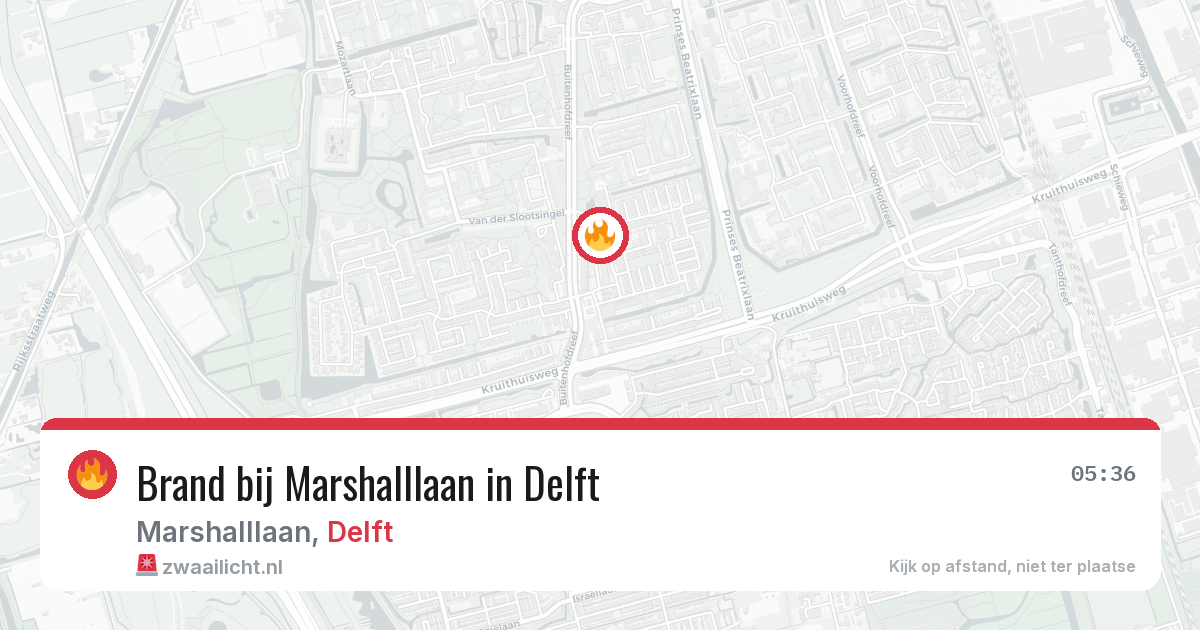 Brand bij Marshalllaan in Delft — 5 jul 2026
