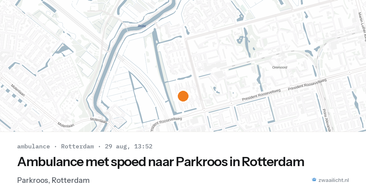 Ambulance met spoed naar Parkroos in Rotterdam — 29 aug 2026