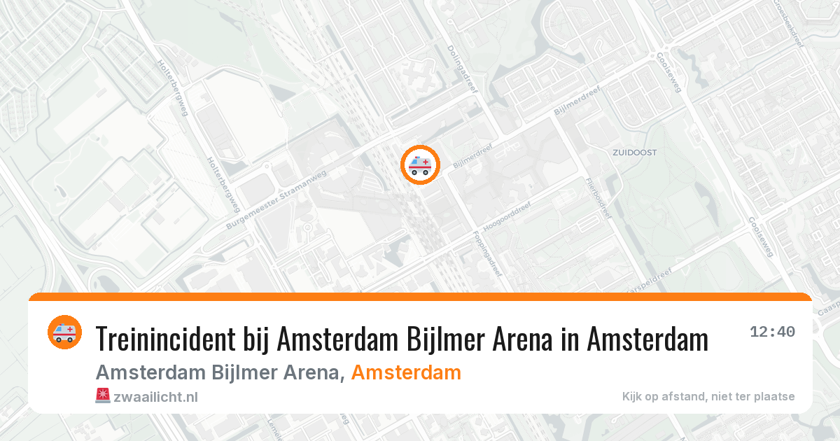 Treinincident bij Amsterdam Bijlmer Arena in Amsterdam — 8 aug 2026