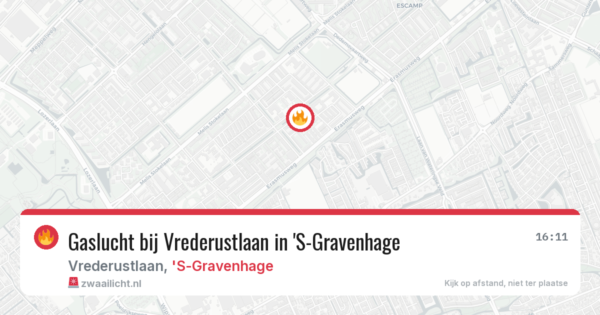 Gaslucht bij Vrederustlaan in 'S-Gravenhage — 22 mei 2026