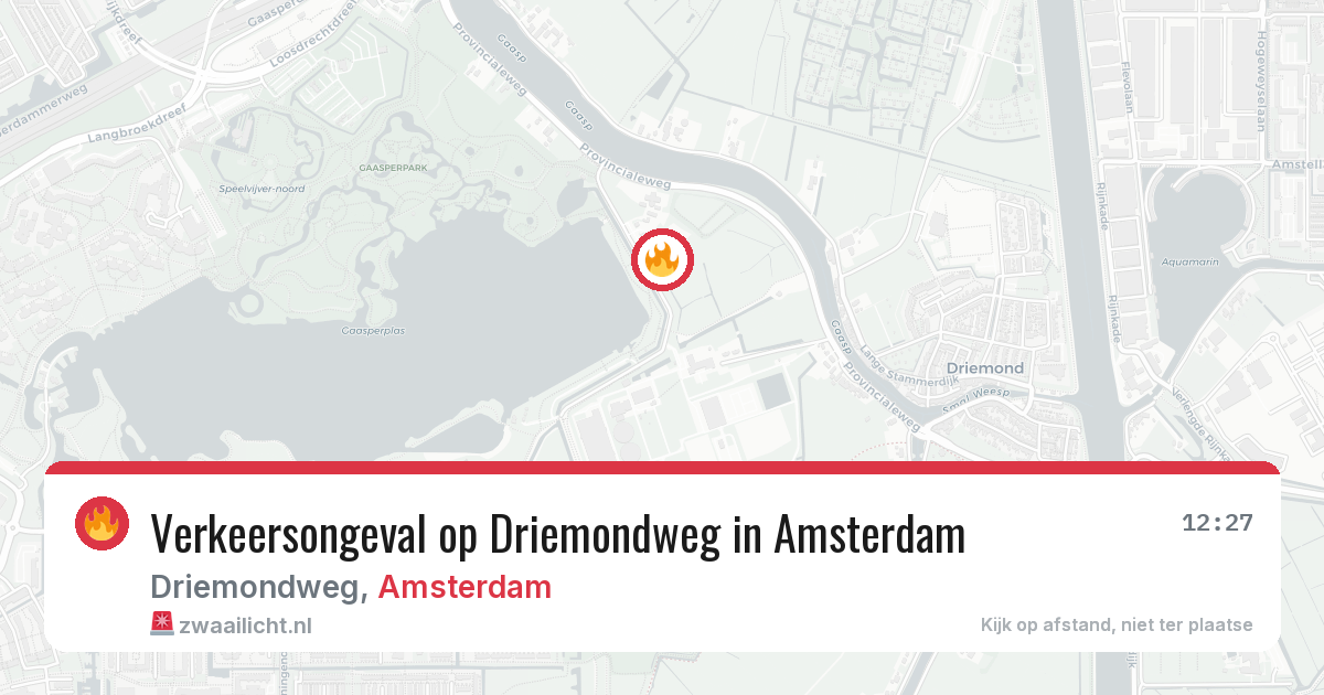 Verkeersongeval op Driemondweg in Amsterdam — 11 aug 2026