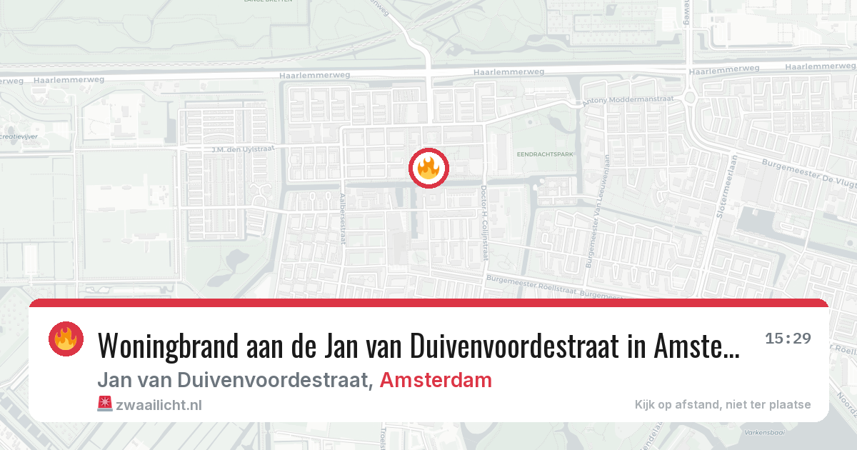 Woningbrand aan de Jan van Duivenvoordestraat in Amsterdam — 19 mrt 2026