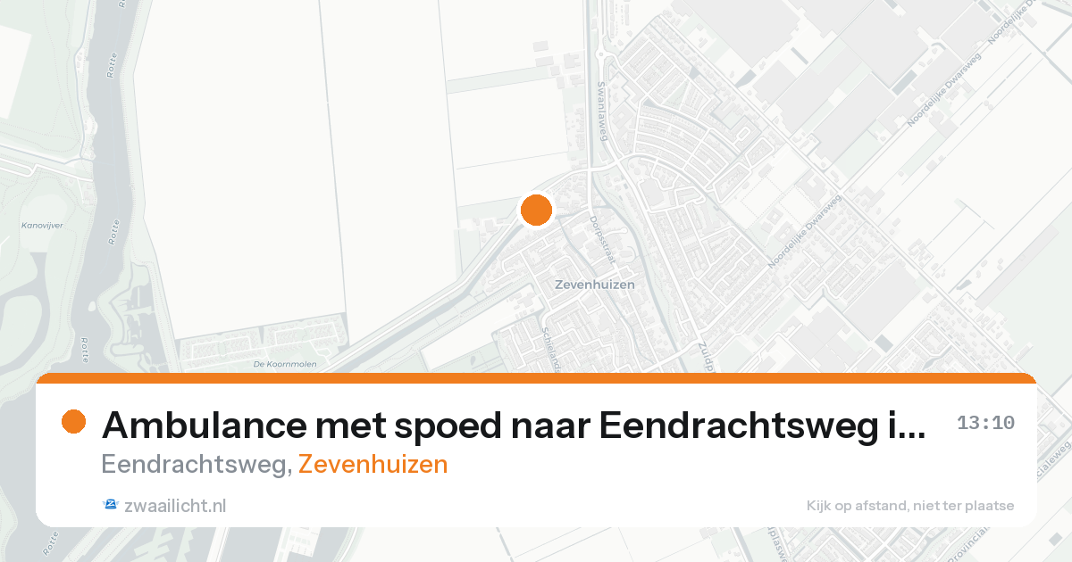 Ambulance met spoed naar Eendrachtsweg in Zevenhuizen — 16 aug 2026