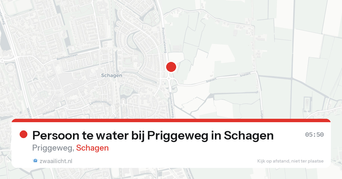 Persoon te water bij Priggeweg in Schagen — 21 aug 2026