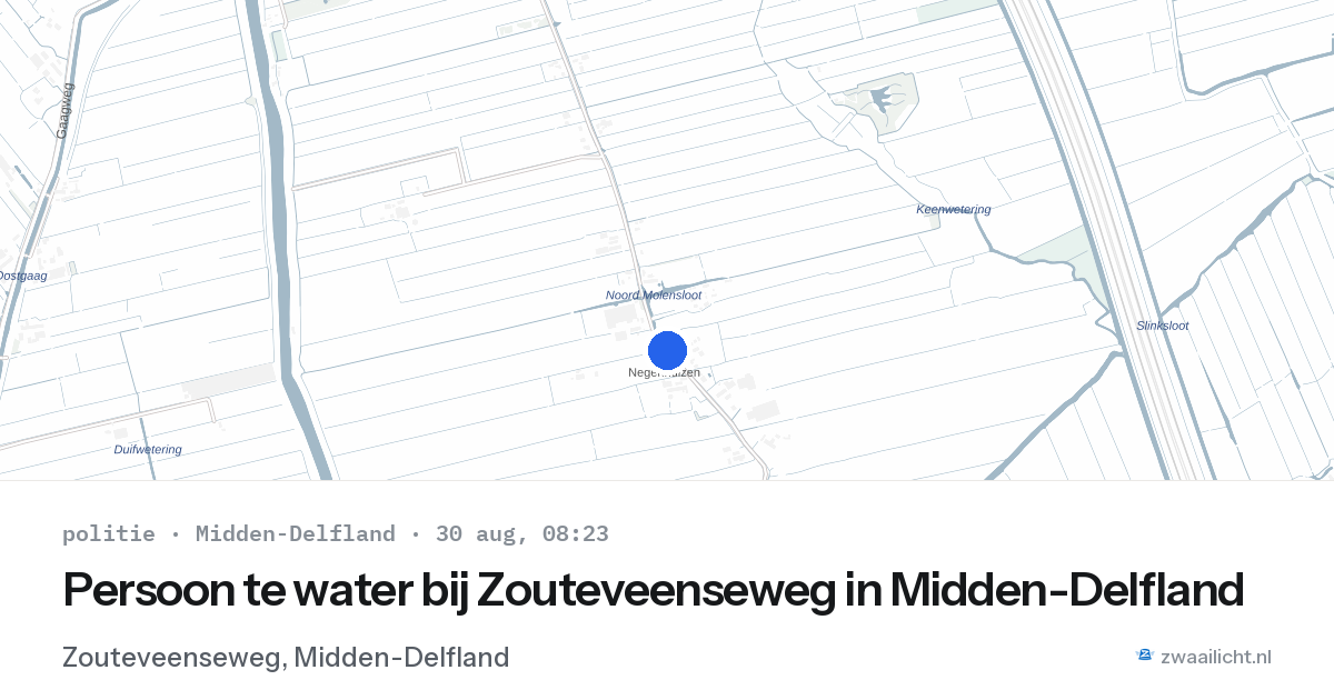Persoon te water bij Zouteveenseweg in Midden-Delfland — 30 aug 2026