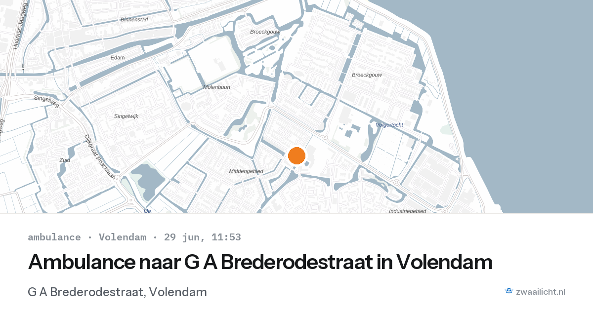 Ambulance naar G A Brederodestraat in Volendam — 29 jun 2026