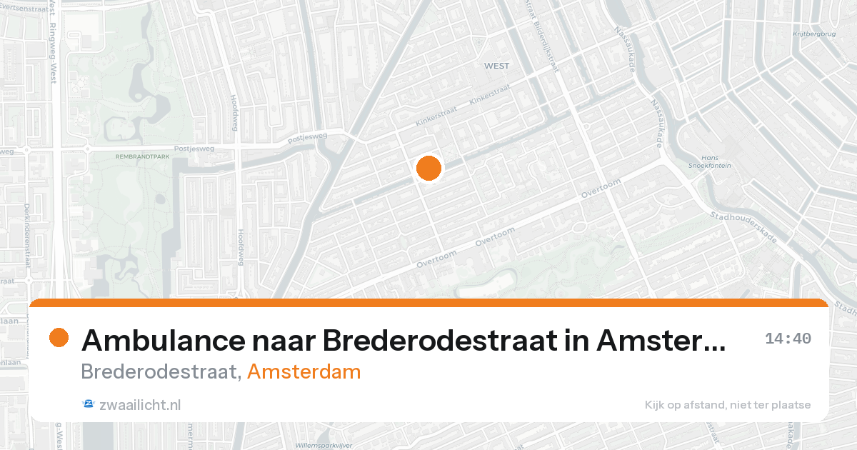 Ambulance naar Brederodestraat in Amsterdam — 20 aug 2026