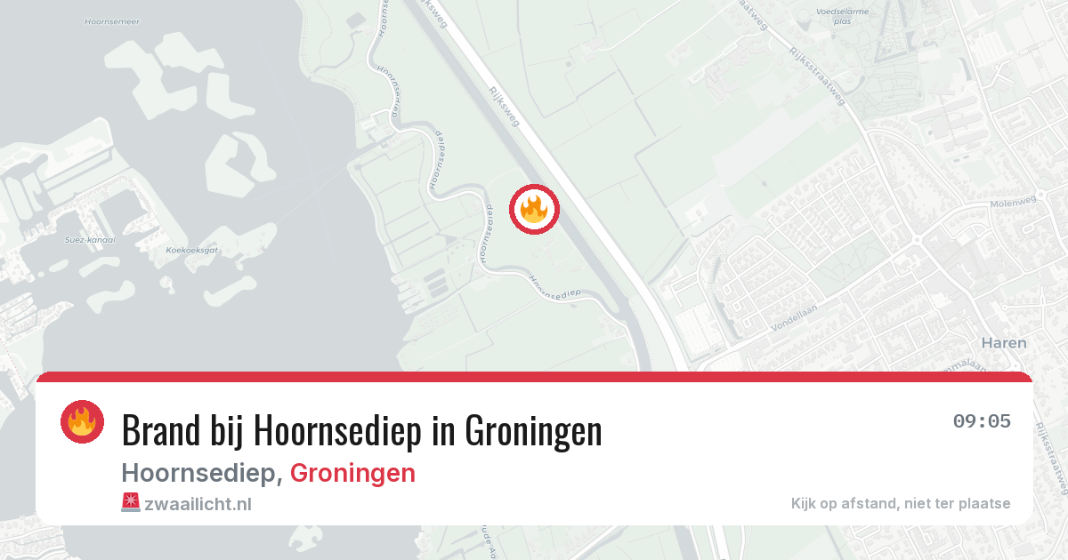 Brand bij Hoornsediep in Groningen — 6 aug 2026
