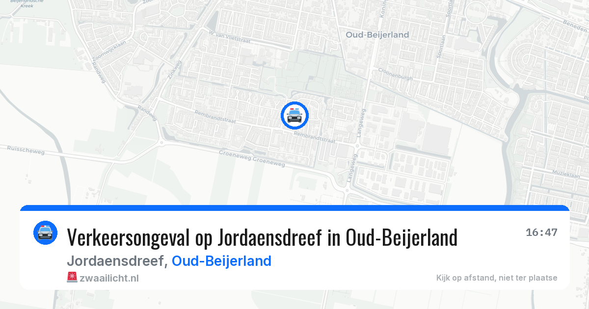 Verkeersongeval op Jordaensdreef in Oud-Beijerland — 12 jul 2026