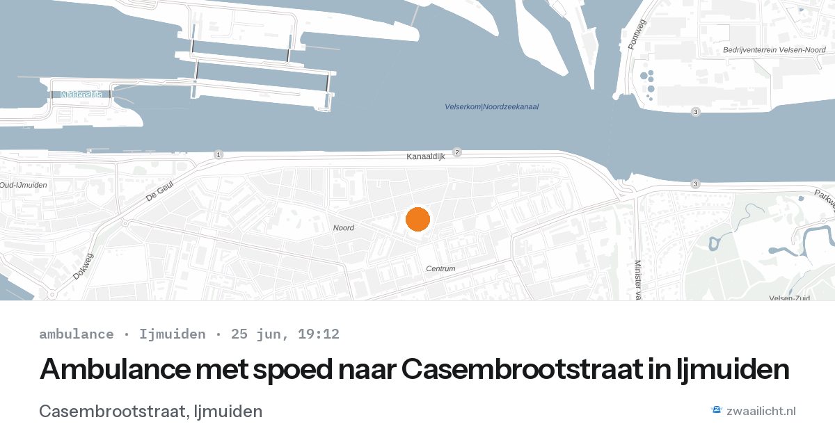 Ambulance met spoed naar Casembrootstraat in Ijmuiden — 25 jun 2026