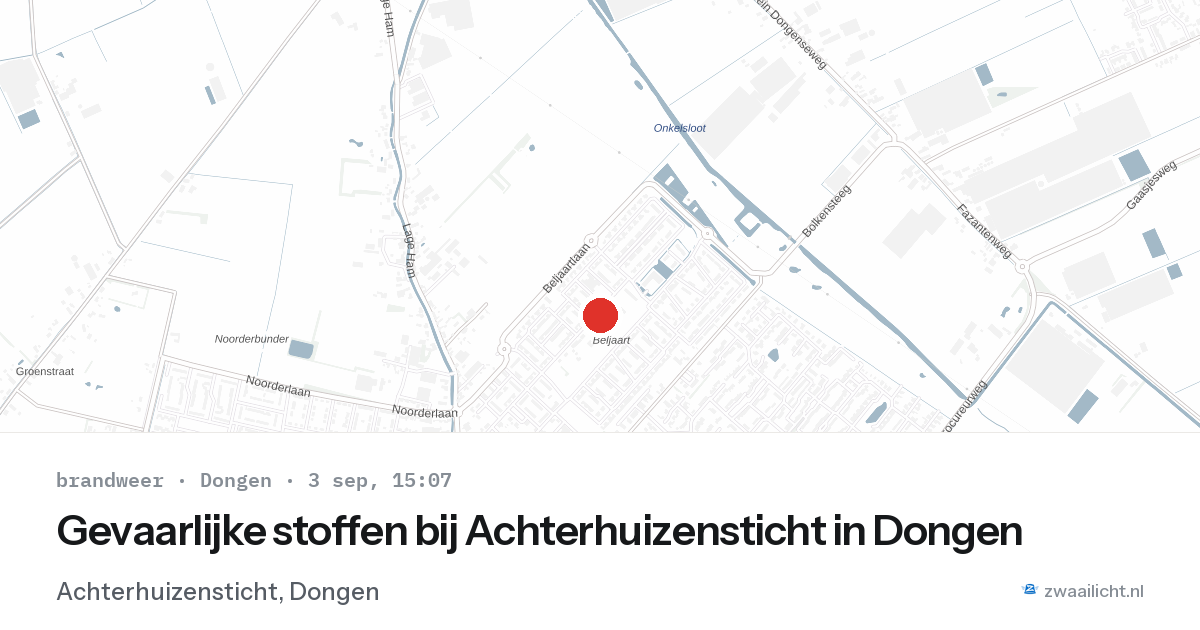 Gevaarlijke stoffen bij Achterhuizensticht in Dongen — 3 sep 2026