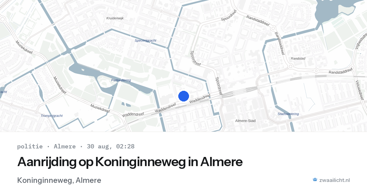 Aanrijding op Koninginneweg in Almere — 30 aug 2026