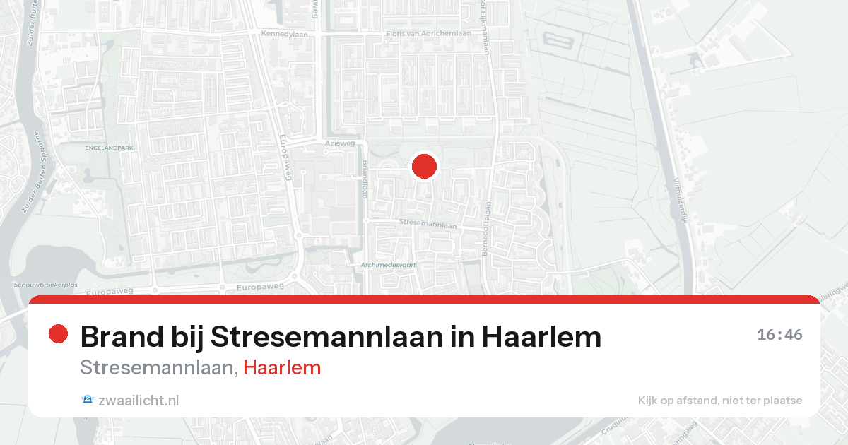 Brand bij Stresemannlaan in Haarlem — 22 aug 2026