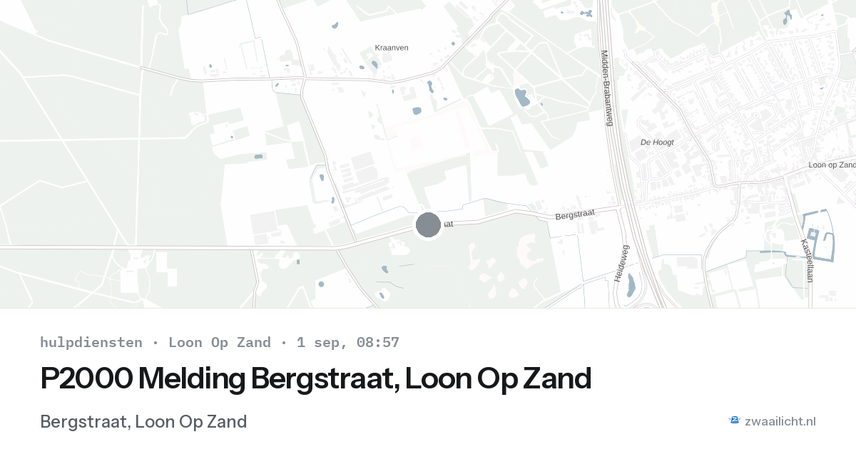 P2000 Melding Bergstraat, Loon Op Zand — 1 sep 2026