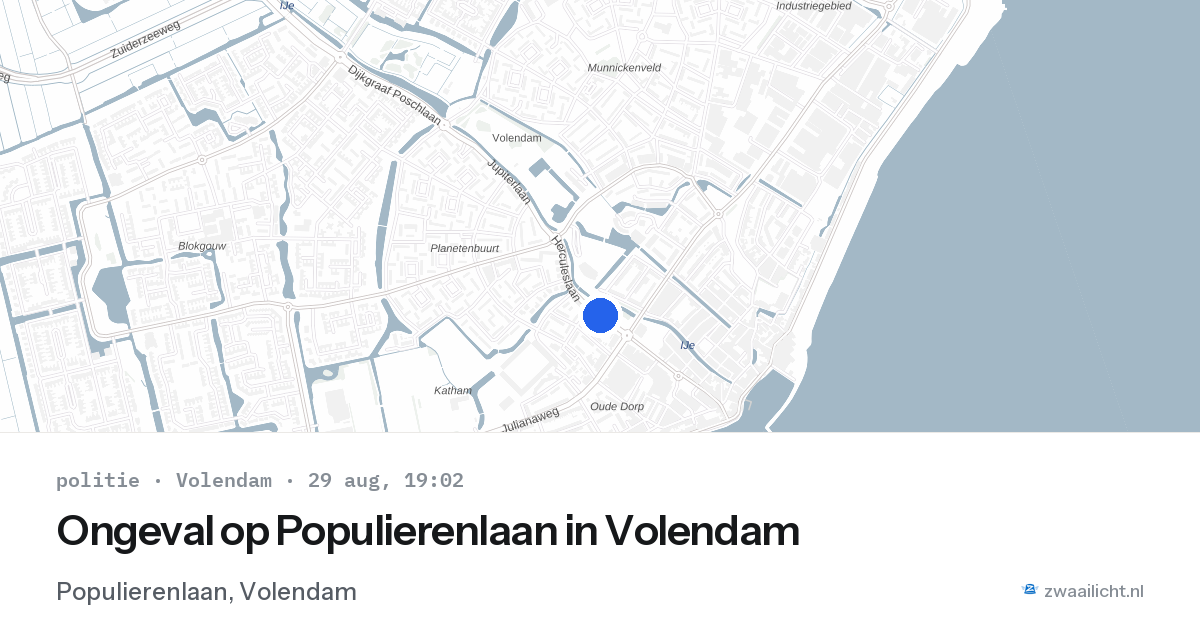 Ongeval op Populierenlaan in Volendam — 29 aug 2026