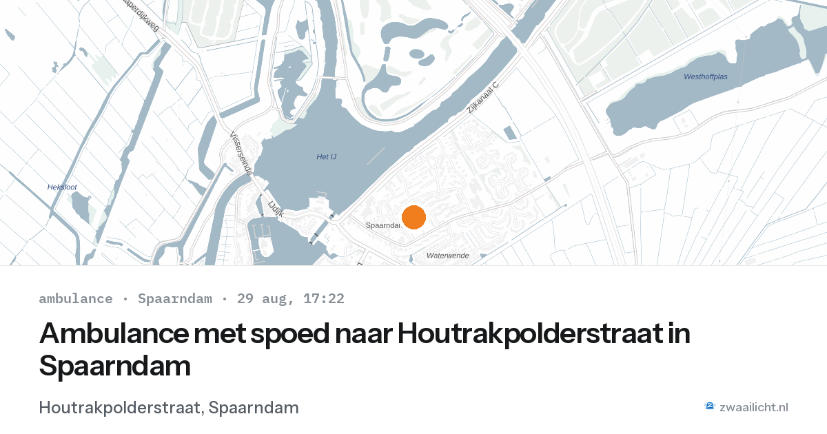 Ambulance met spoed naar Houtrakpolderstraat in Spaarndam — 29 aug 2026