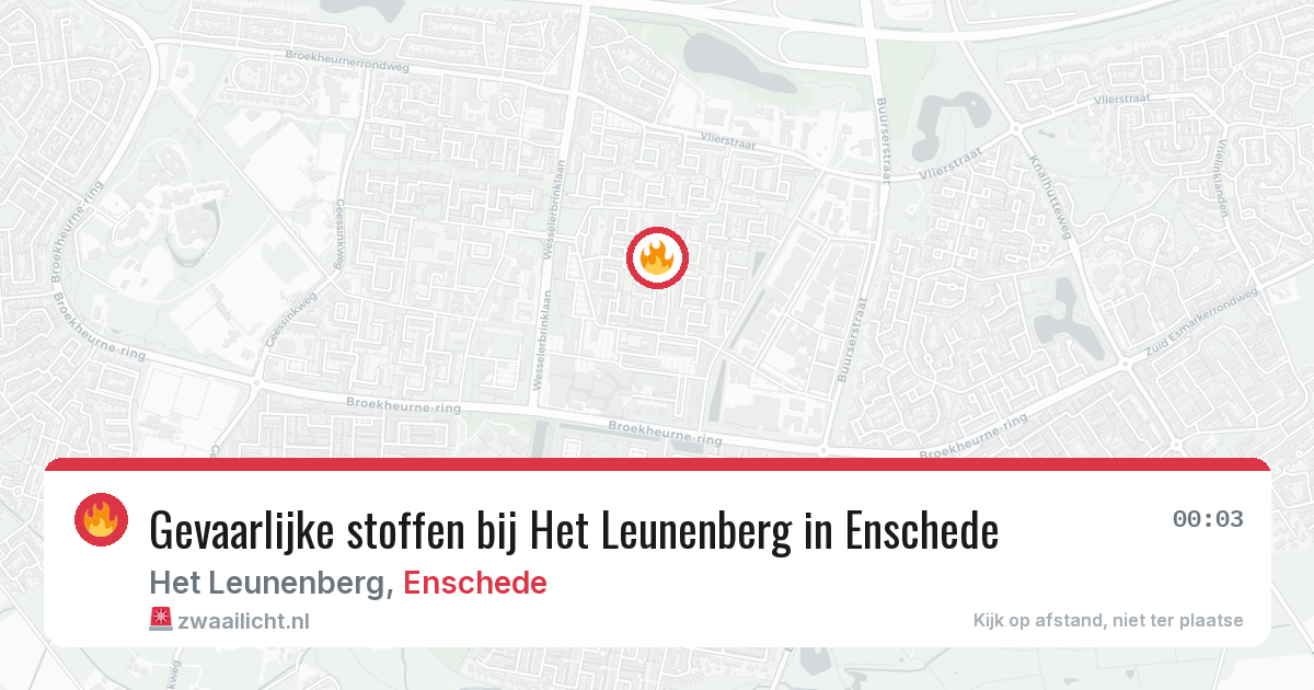 Gevaarlijke stoffen bij Het Leunenberg in Enschede — 6 aug 2026