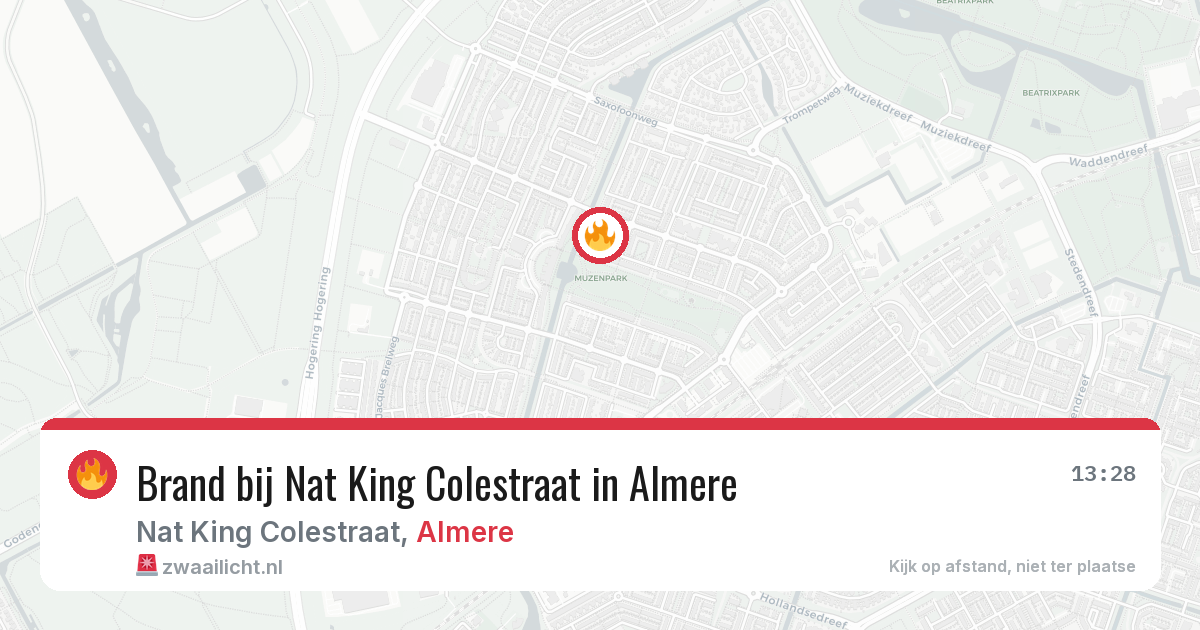 Brand bij Nat King Colestraat in Almere — 4 aug 2026
