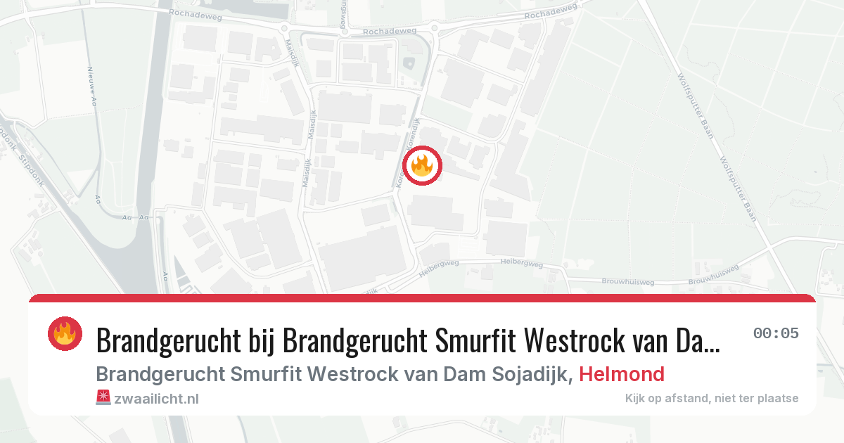 Brandgerucht bij Brandgerucht Smurfit Westrock van Dam Sojadijk in Helmond — 29 jan 2026