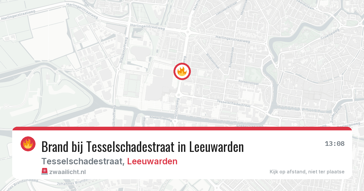 Brand bij Tesselschadestraat in Leeuwarden — 29 jul 2026