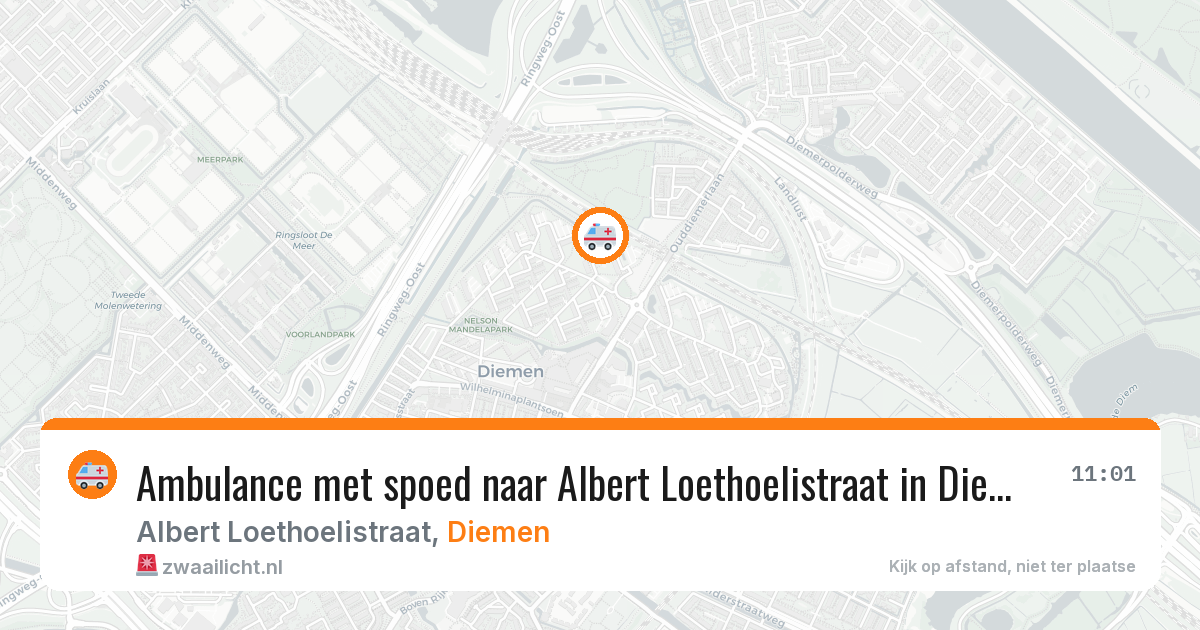 Ambulance met spoed naar Albert Loethoelistraat in Diemen — 31 jul 2026
